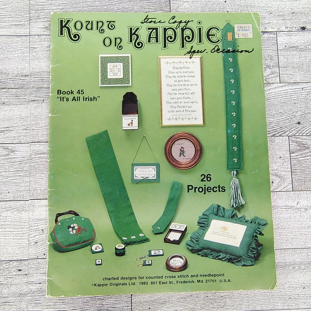 Kount on Kappie It's All Irish 1983 Vintage Cross-Stitch Pattern Book 26 Project